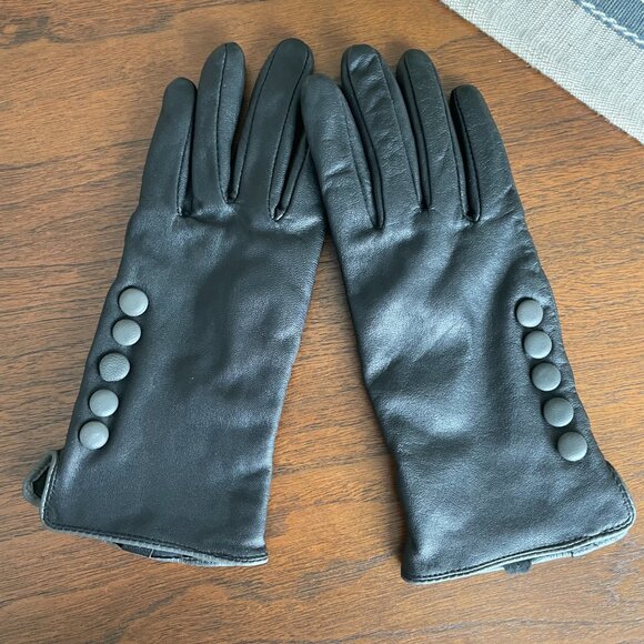 Jessica Genuine Leather Therma-Last Insulated Gloves Button Detail Dk Grey Blk 7 - Picture 6 of 14